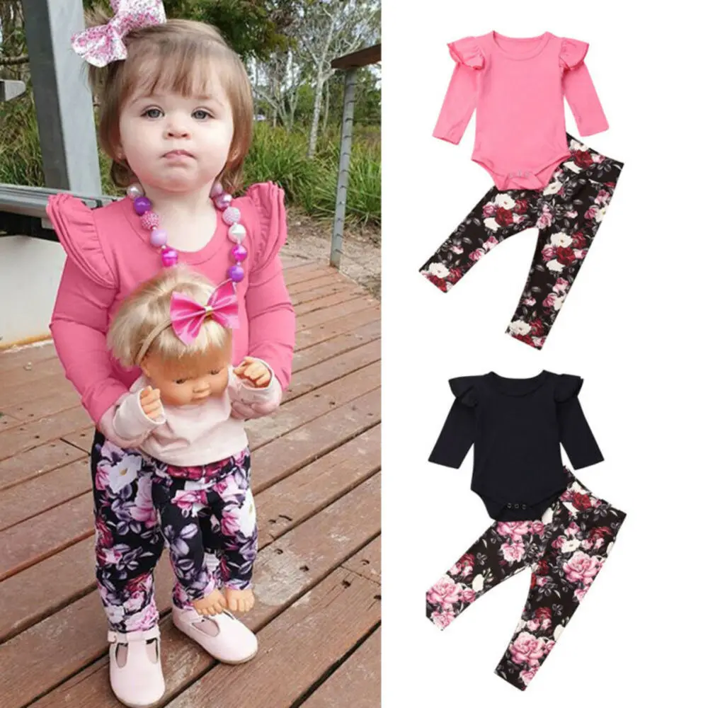 

Baby Girl Newborn Infant Clothes Romper Bodysuit Floral Pants Outfits
