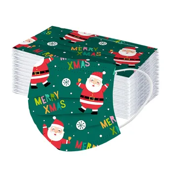 

100pc Children's Christmas Printed Mask Disposable Protective Face Masks Christmas 3d New Fashion Printing Tapabocas Masque
