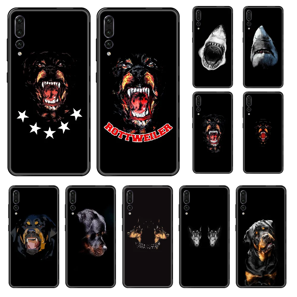 

France Luxury Brand Dog Shark Head Phone case For Huawei P 8 10 20 30 Smart Plus 2019 Z Lite Pro 2017 2019 black silicone prime