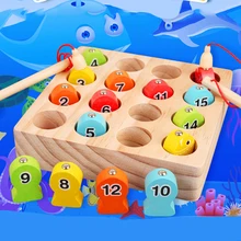 Магнитные деревянные игрушки для рыбалки, набор, ловля рыбы, подсчет, игры, игрушки для детей, Монтессори, количество, познание, Дошкольный подарок