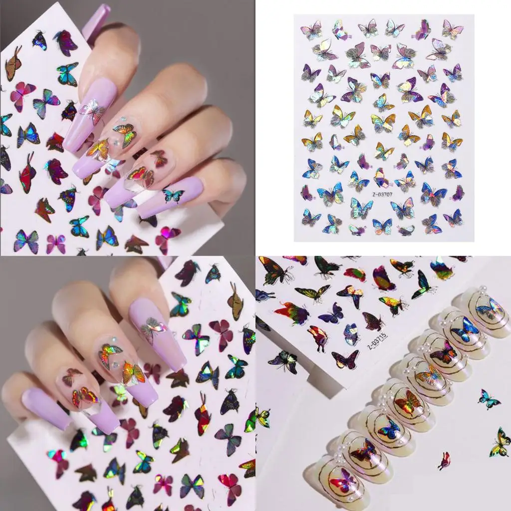 Nail Decals Stickers, 1 Sheet Self-adhesive DIY Nail Art Tips Butterfly for Party