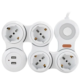 

Power Strip Socket Deformation 4-Concave-Jack 10A with USB Charging ( EU Plug 220V-250V) smart socket