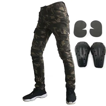 

Motorcycle Pants Men Motorcycle Breeches Denim Jeans with Protect Pads Equipment Racing Knight Pants Camouflage Jeans 28 30 38