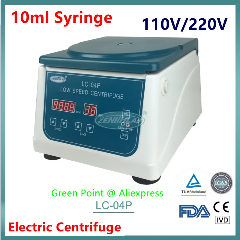 

2023 Hot Sale Centrifuge PRP Low Speed LC-04P Electronic Centrifuge 4000rpm Beauty Centrifuge 10ml Syringe 110V / 220V Centrifug