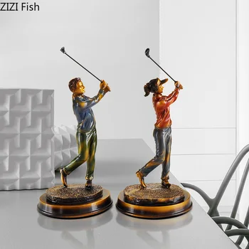 

Golf Athlete Sculpture Imitation Copper Model Ornaments European Antique Home Decoration Office Desktop Decor Figurines