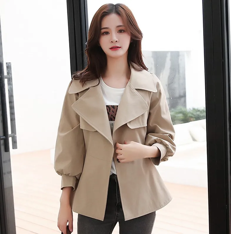 Khaki Casaco Feminino короткое пальто для женщин осень весна Женская ветровка верхняя одежда Тренч Женский - Цвет: Khaki