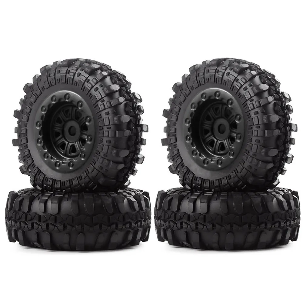thumbnail image 2 of 4pcs RC Car Tires & Wheels For SCX24 1/24 Scale - Aluminum Rims With Rubber Tires 2 of 11