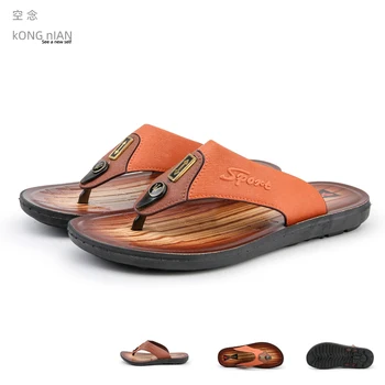 

summer men flip-flops slipper non-slip rubber daily outdoor men slippers waterproof beach slippers brown casual slippers fashion