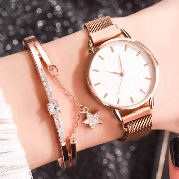 

2020 New brand Bracelet Women Watch Fashion Elegant Magnet Buckle Rose Gold Ladies Wristwatch Luxury Women Watches Suit