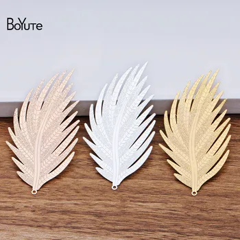 

BoYuTe (10 Pieces/Lot) 64*33MM Metal Brass Feather Pendant Corrosion Sheet Diy Hand Made Jewelry Accessories Wholesale
