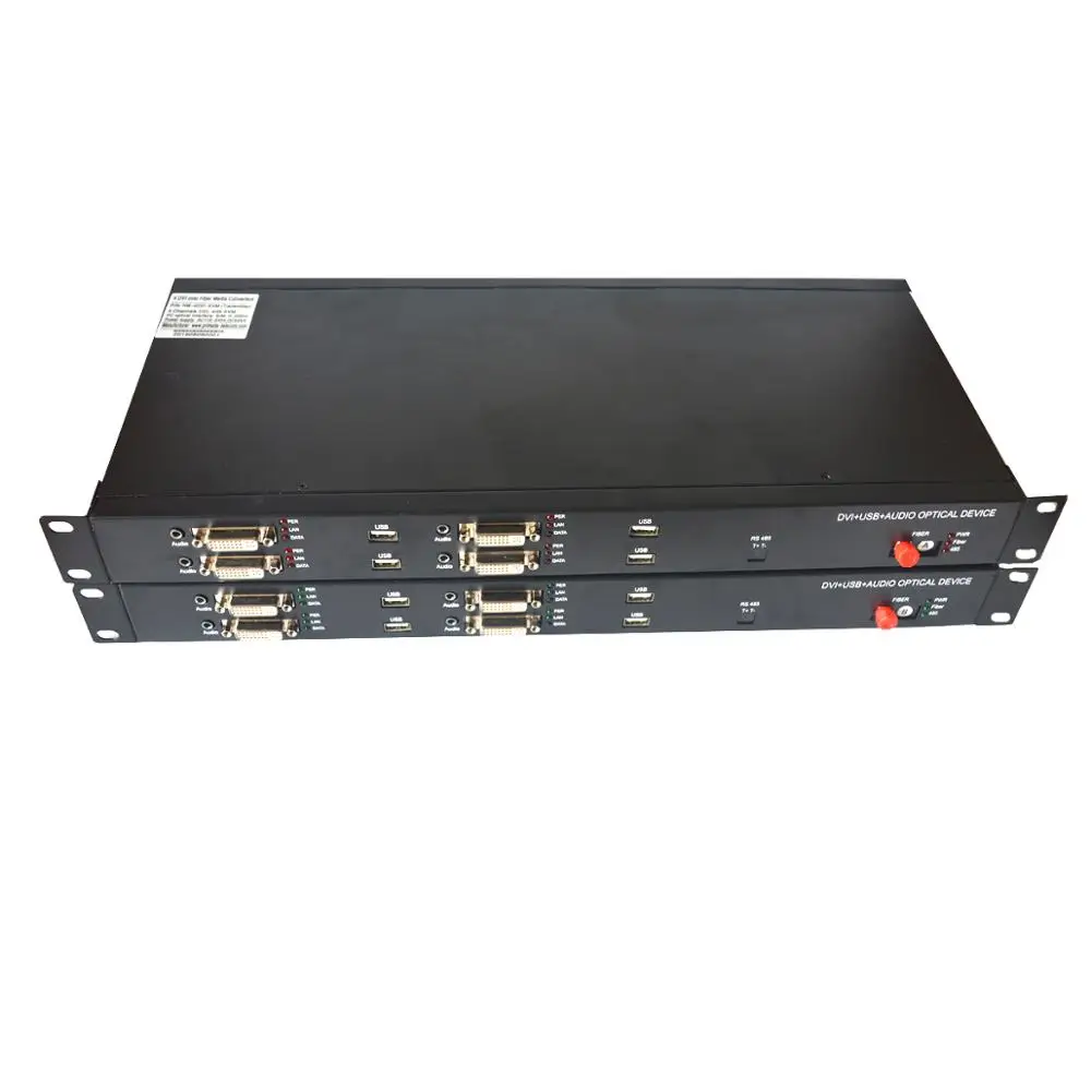 4 канала DVI по волокну оптических экстендеров, с USB KVM, одномодовое волокно 20 км, передатчик и приемник