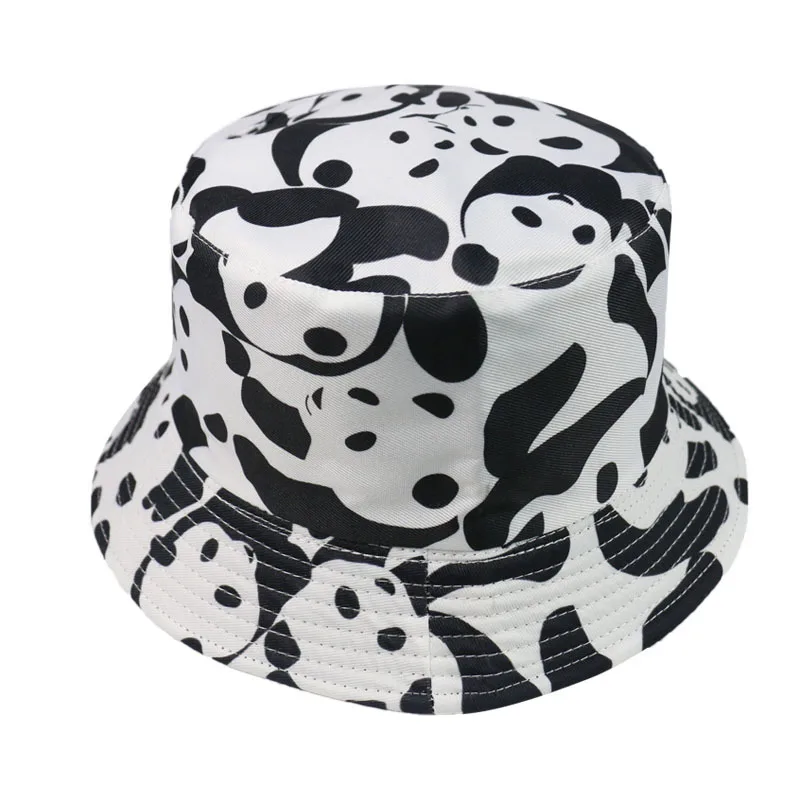 FOXMOTHER New Cute Black White Pink Panda Animal Print Bucket Hats Women Korean 2019