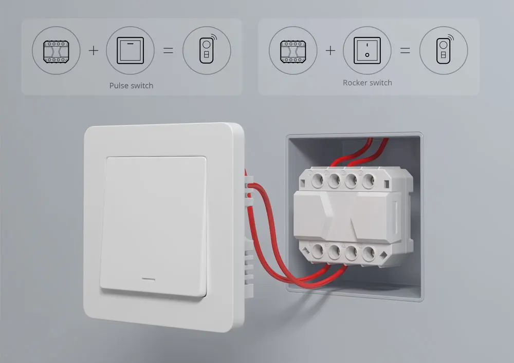 smart wall switch SONOFF MINI R3 16A Wifi Bluetooth Smart Switch with S-MATE Switch Mate No Neutral Wire Remote Control Work for Alexa Google home electric switch cap