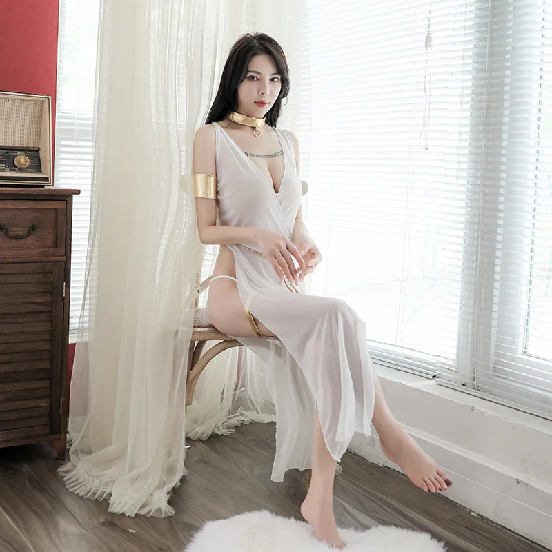 

Sexy Lingerie Plus Size Lace Dress Robe Lady Nightgown Women Erotic Underwear Strap Babydoll Nightwear Costumes Mesh Sleepwear