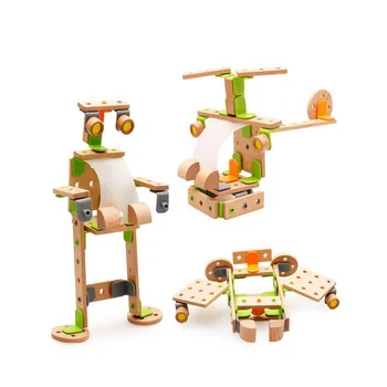 

Creative Assembling Helicopter Assembling Wooden Nuts Screw DIY Block Children Educational Toy