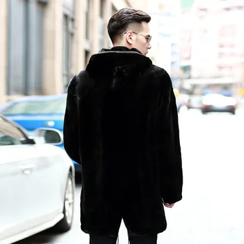

Real Mink Fur Coat Men Winter Jacket Hooded Long Plus Size Natural Mink Fur Jacket Mens Mink Coats 2020 87299M5 KJ3310