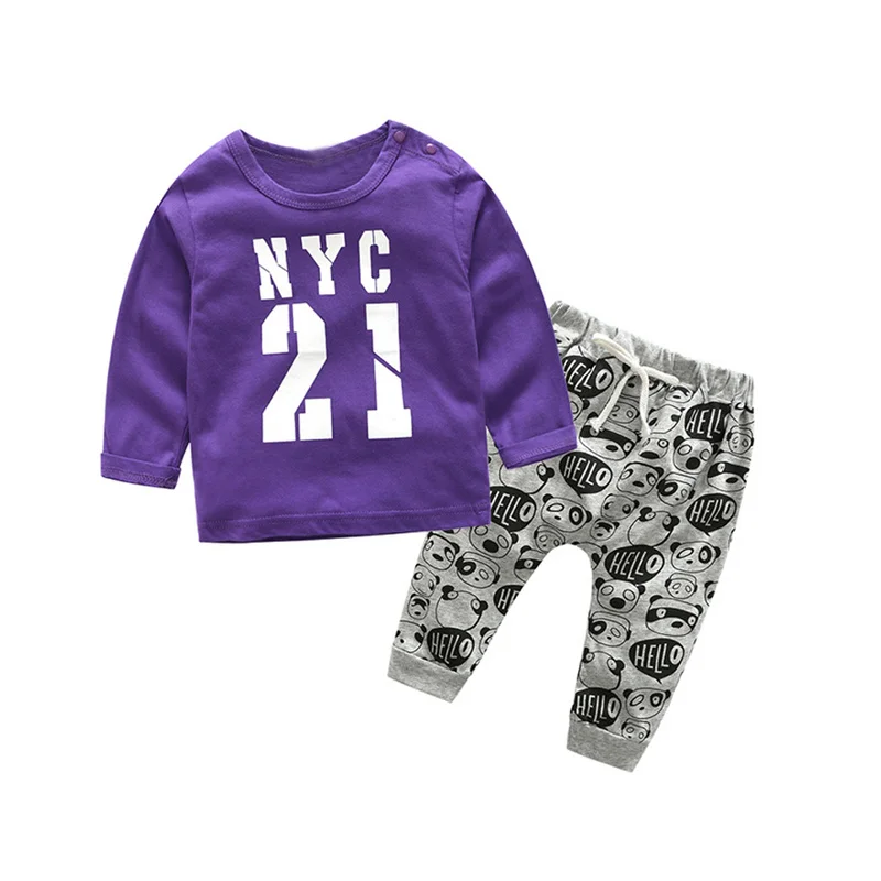 Tem doger/комплекты одежды для маленьких мальчиков осенняя одежда для новорожденных мальчиков топы с длинными рукавами+ комбинезон, 2 предмета, Одежда для новорожденных мальчиков - Цвет: B