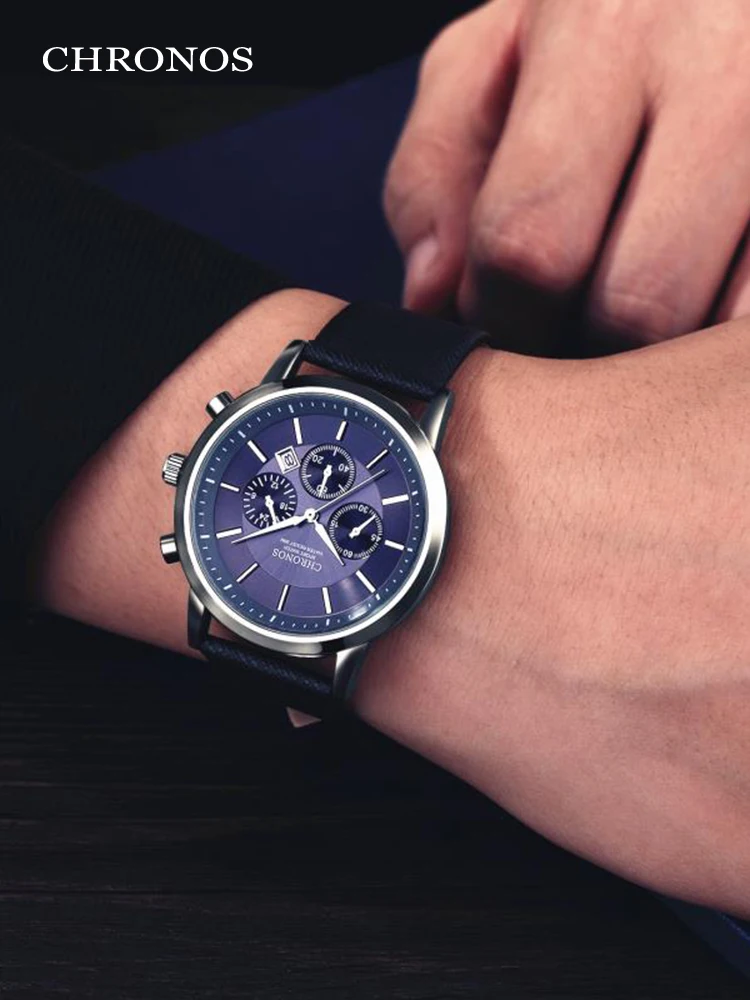 Топ Элитный бренд Chronos Для мужчин кварцевые часы Бизнес модные Повседневное