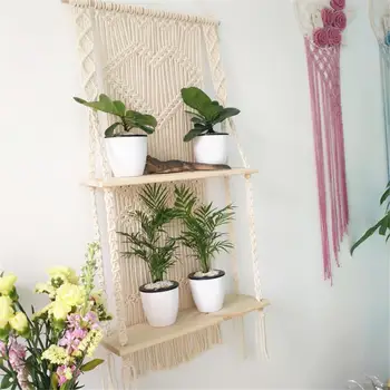 

Wall Mounted Shelf Tapestry Double Layer Tapestry Bohemian Handwoven Tapestry Nordic Style Wall Hanging Tapestry For Living Room