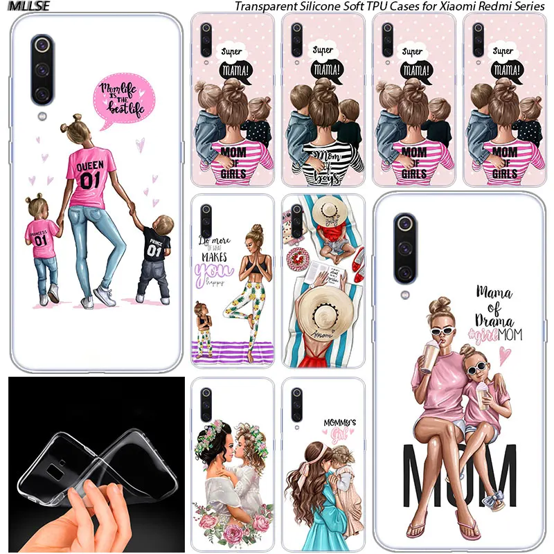 

Hot Baby mom Girl and Boy Soft Silicone Case for Xiaomi Pocophone F1 Mi 5X A1 6X A2 8 SE Lite Play Mix3 9 9SE 9T Pro CC9
