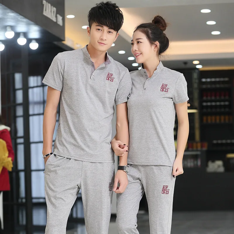 

2017 High Quality-New Style Couples Sports Set Summer MEN'S Short Sleeve Casual Two-Piece Set WOMEN'S Dress