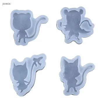 

4 Pcs/set DIY Hand-made Crystal Epoxy Gel Mirror Cat Tail Modeling Mold Material Set