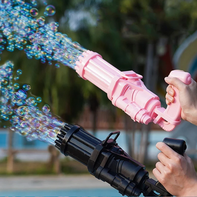 Game Electric Bubble Gun Toy Gatlin Bubble Machine Soap Bubbles For Children Magic Bubble For Bathroom Summer Outdoor Toy blower