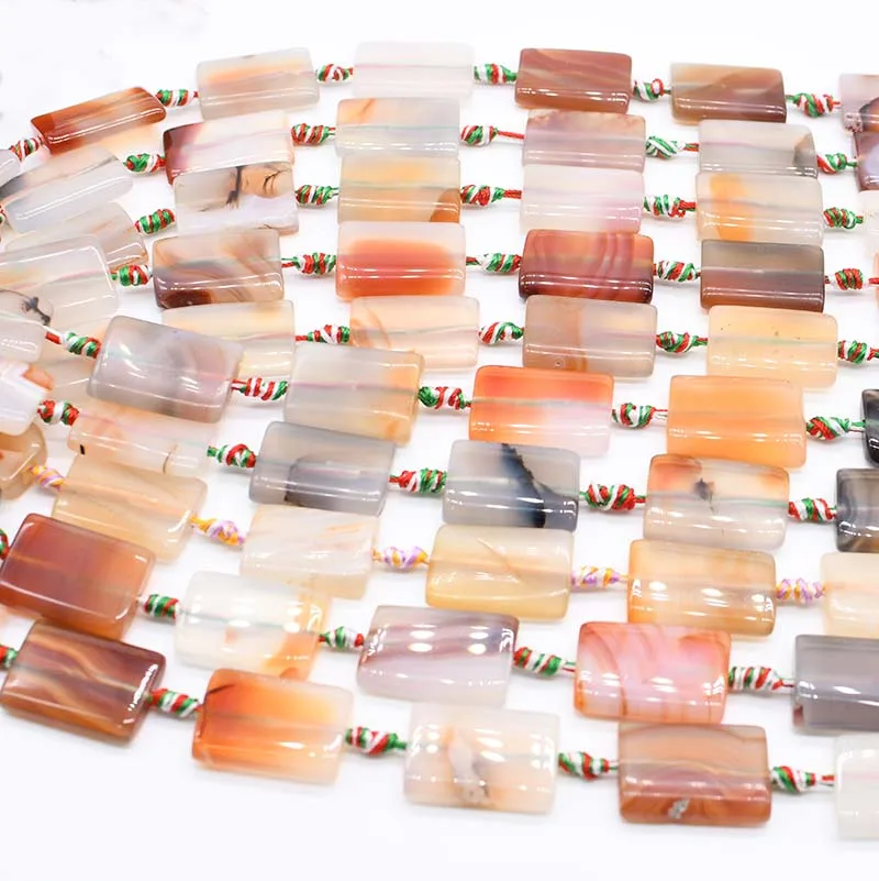 2strands/lot Rectangle Multicolor Agates Loose Natural Stone Beads For Woman DIY Necklace Bracelets Jewelry Making Strand 15