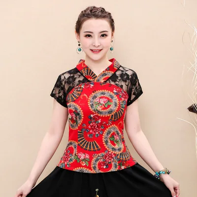 cotton linen women tops hanfu top chinese style traditional chinese clothing short sleeve shirt tops tea cloth hanfu shirt - Цвет: color5