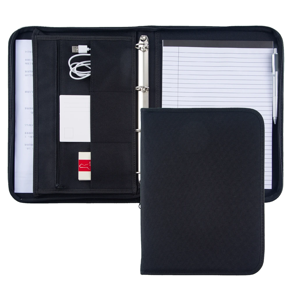 Business Office Conference Document File Folder Organizer A4 Black Fabric Oxford Padfolio Portfolio Briefcase document bag leather folder