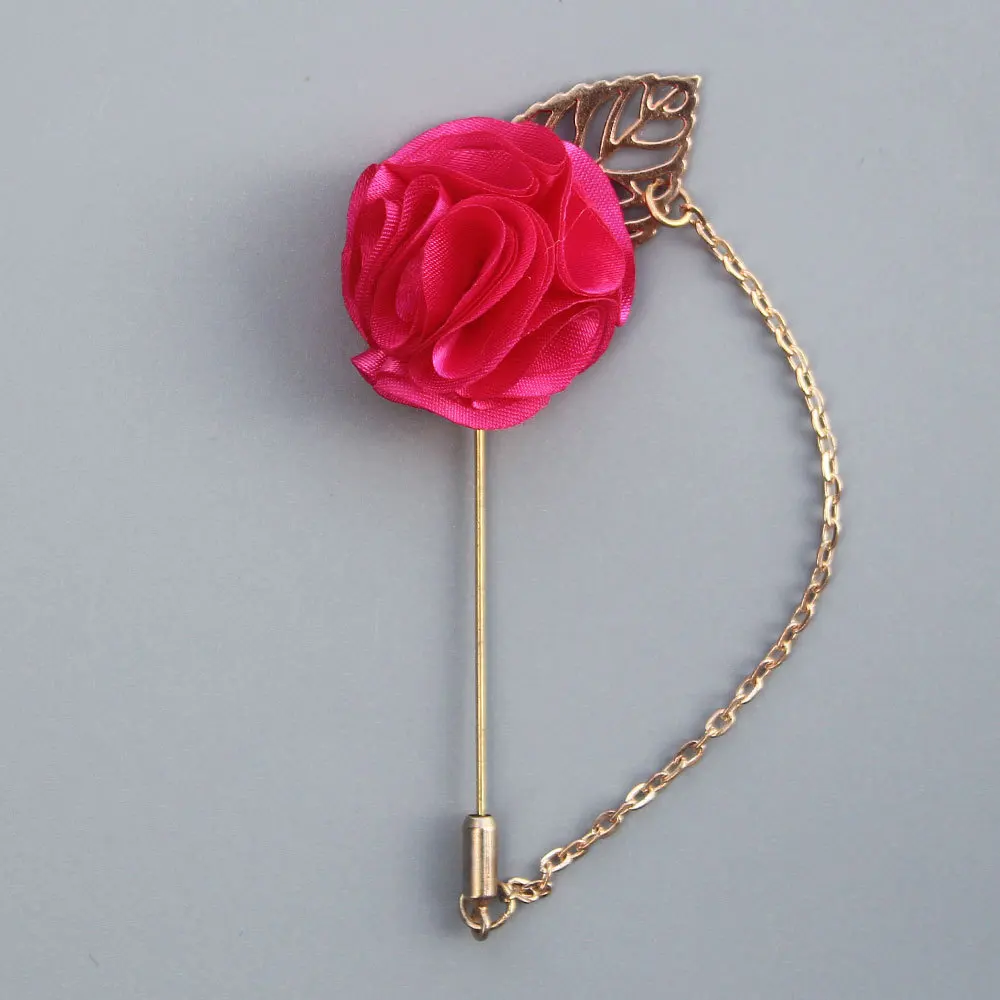 Розово-красный 5Pieces/Bag Wedding Boutonniere Flower Festival Celebration Party Prom Suit Corsage Size 3.5CM Fabric Cloth Rose Brooch Flowers - Цвет: Розово-красный