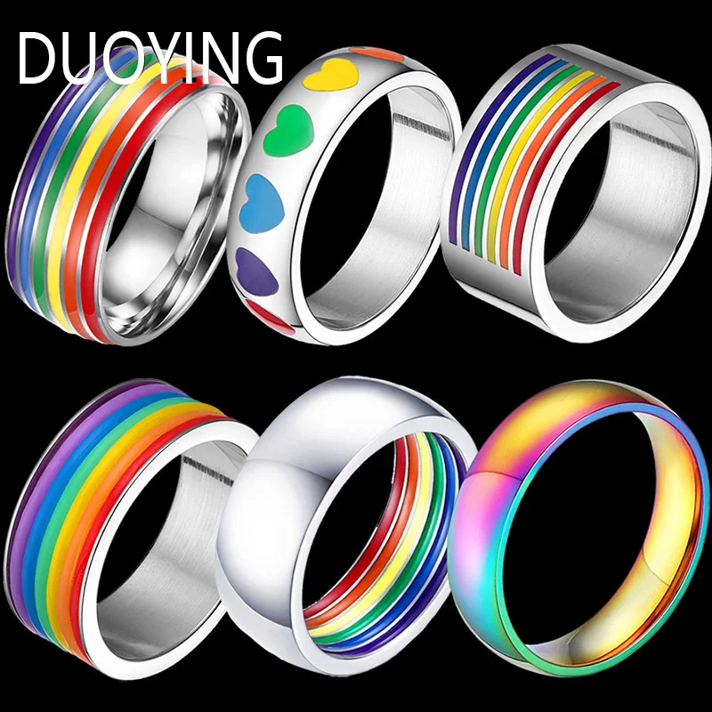 DUOYING многоцветный мужской женский Радужный цветной ЛГБТ Pulsera кольцо из