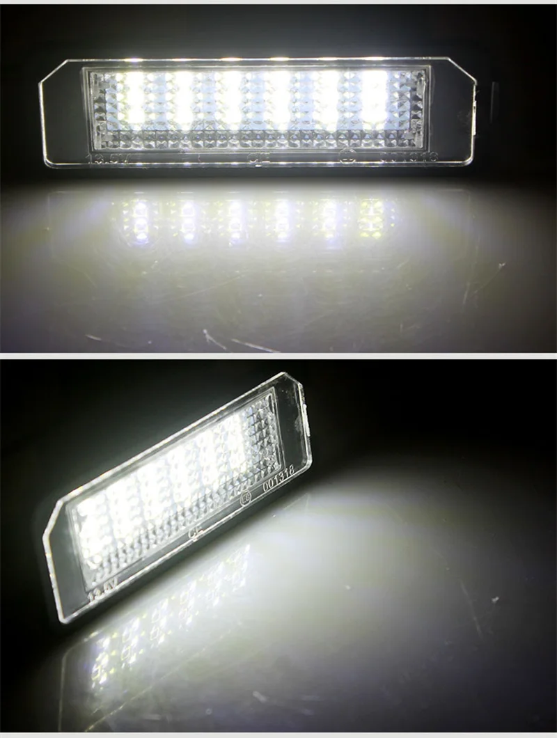 Car 2*18SMD LED License Plate Light 12V Lamp error Free For Golf 4 MK4 5 6 7 MK7 Passat b6 EOS Polo 6R 9N Seat Leon Ibiza Superb