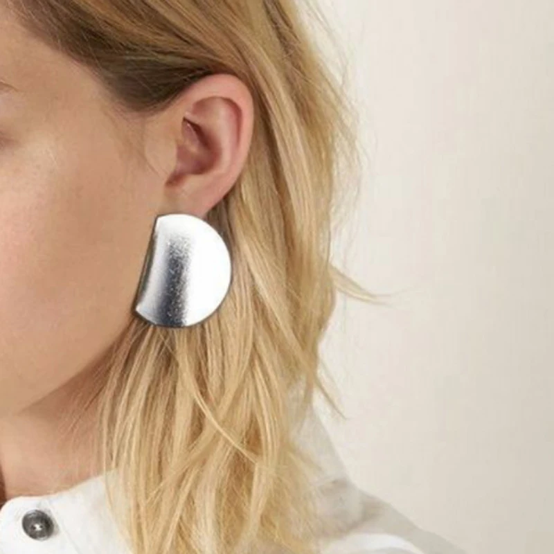 

Tocona Punk Silver Stud Earrings Simple Semicircle Geometry for Women Jewelry Factory Price Wholesale A31406