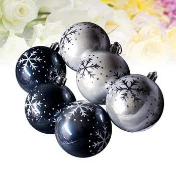 

16 Pcs 8CM Christmas Balls PVC Snowflake Painted Hanging Pendant for Shop Home