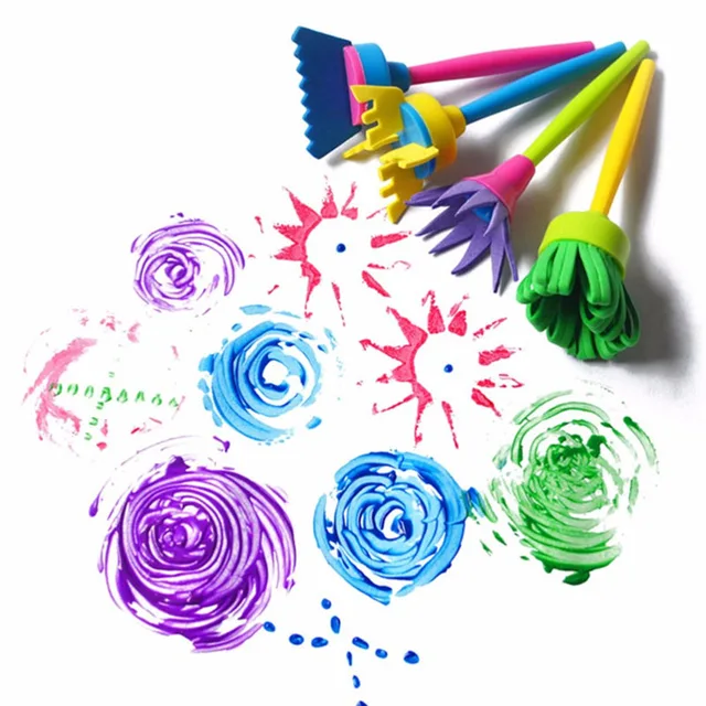 4Pcs/set DIY Sponge Drawing Paint Brushes Graffiti Toys Painting Creative Gift Toys for Children Stamps Toys 1