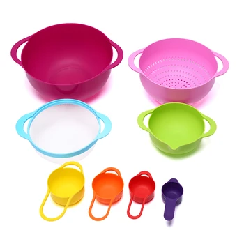 

8Pcs/Set Measuring Mixing Bowl Set Cup Sieve Strainer Colander Kitchen Baking Tools