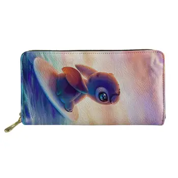 

Customized Cartoon Anime Lilo Stitch Print Wallets Women Clutch Leather Bags ID Card Cell Phone Wallet Cool Purses Bolsas