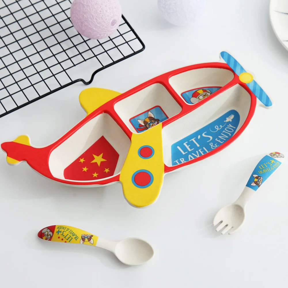 

3 in 1 Airplane Shape Bowls Plate Dinnerware Food Container Kids Feeding Dishes Household Dishes Plate Tableware Kitchen Tools