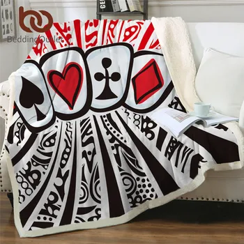 

BeddingOutlet Poker Funny Bed Blanket Red Black Custom Blanket Games Poker Plush Blanket Playing Cards Mantas De Cama Dropship