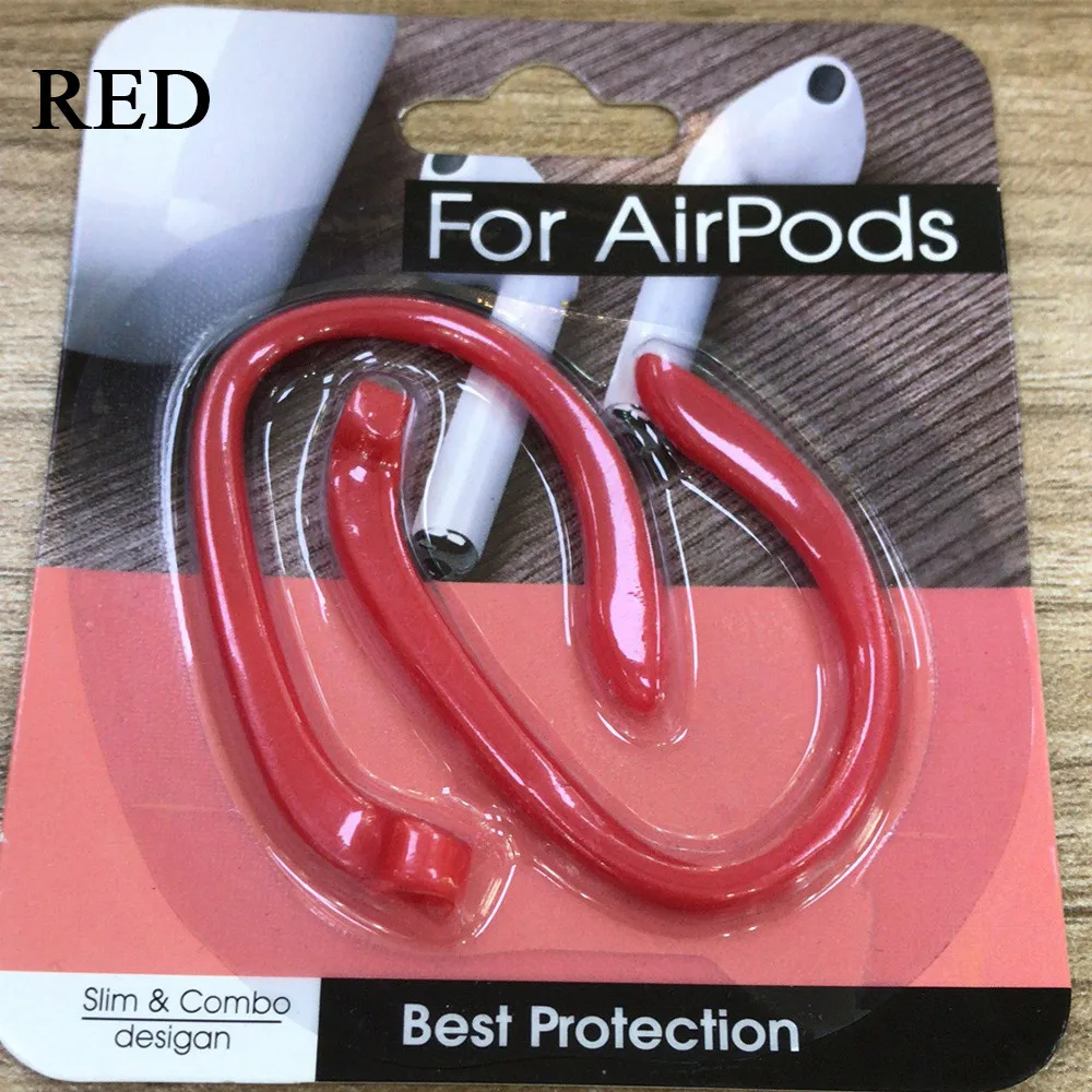 1 пара силиконовых защитных ушных крючков, держатель, спортивные, анти-потеря, ушные крючки для Airpods Apple, Беспроводные аксессуары для наушников - Цвет: red