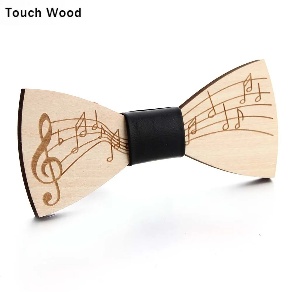 

Wooden bowtie Men's Bow Natural Environmentally Friendly Handmade Wood Bow Tie Music Notes