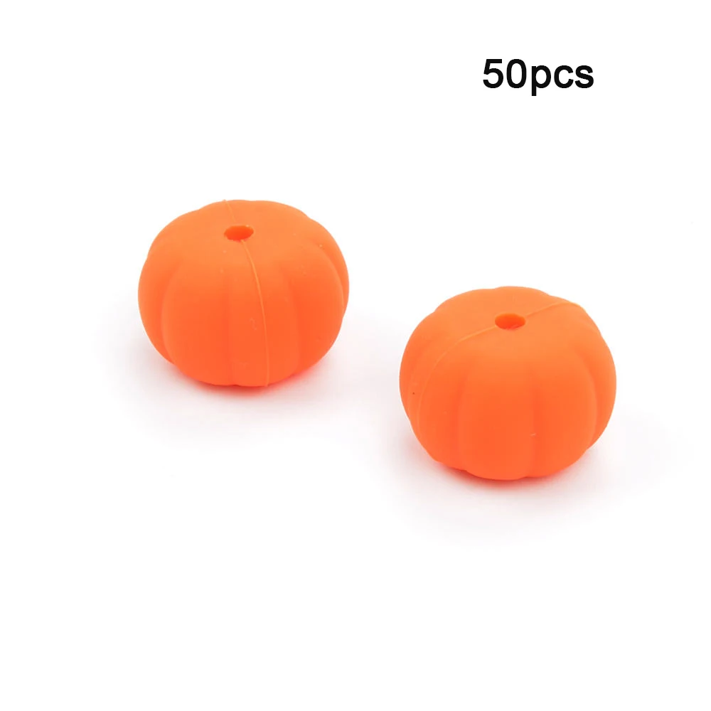 Orange LOFCA 50 шт. силиконовые бусины в форме тыквы, не содержит бисфенола, пищевого силикона, Прорезыватель для зубов, ожерелье, соска, цепочка, сделай сам для детских игрушек - Цвет: Orange