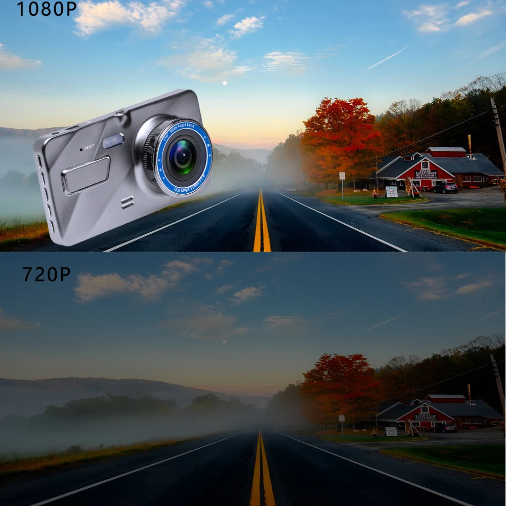 4Dash Cam New Dual Lens Car DVR Camera Full HD 1080P 4 IPS Front+Rear Mirror Night Vision Video Recorder Parking Monitor