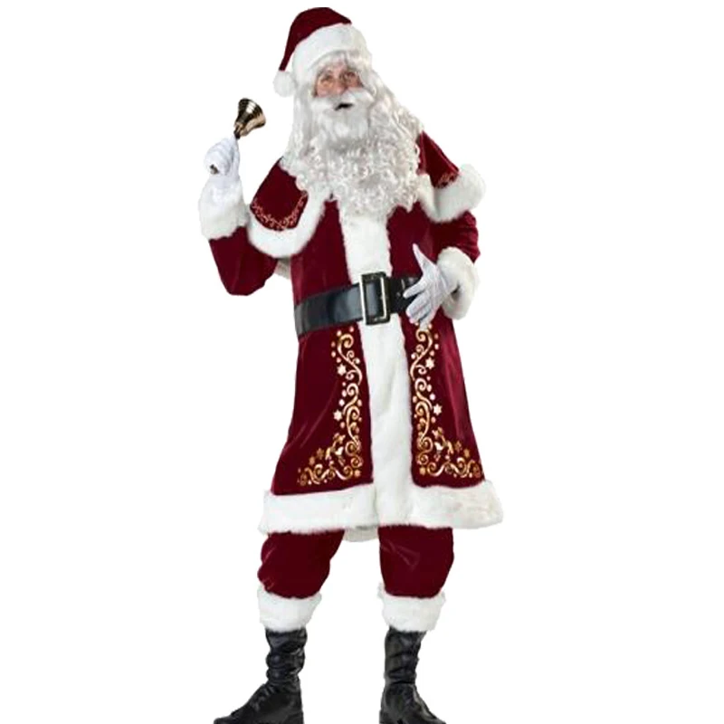 Красный бархат Рождество косплей женский сексуальный маскарадный костюм и костюм Санта Клауса Взрослый мужской костюм Новогодняя праздничная одежда плюс размер 6XL - Цвет: Men