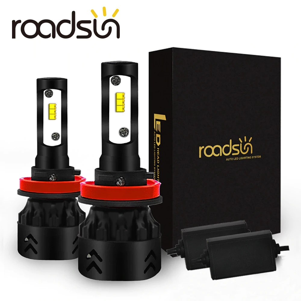 Светодиодный фонарь Roadsun для Фар H4 H7 H11 H1 9005 9006 HB3 HB4 Lumi светодиодный s ZES Chips 12V