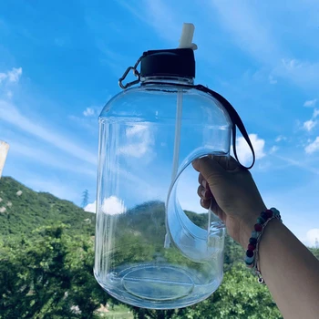

Gallon Water Bottle with Time Marker and Straw Motivational Water Jug BPA Free Leakproof Large Water Bottles P7Ding