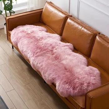 

Honey pink color 2P whole pelt NewZealand sheepskin rug 60*180cm purple shaggy sheep fur decor carpet for girl bed slide carpet