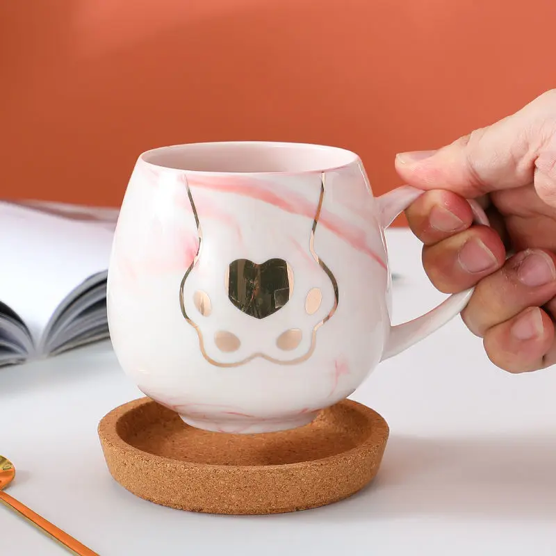 

Simple Cute Creative Cat Paw Cup Office Cup Afternoon Tea Cup with Lid Household Breakfast Cup Ceramic Coffee Mug KEDICAT
