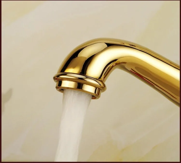 Basin Faucet Brass Gold Bathroom Sink Faucet Single Handle Ceramics Bath basin Deck Hot Cold Mixer Water Tap Crane